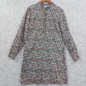 Boden Dress Womens 12R Black Floral Long Sleeve Scallop Collar Pockets Cotton
